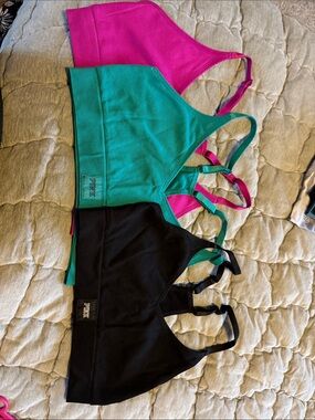PINK Victoria's Secret Pack: Hot Pink, Teal & Black Bralettes